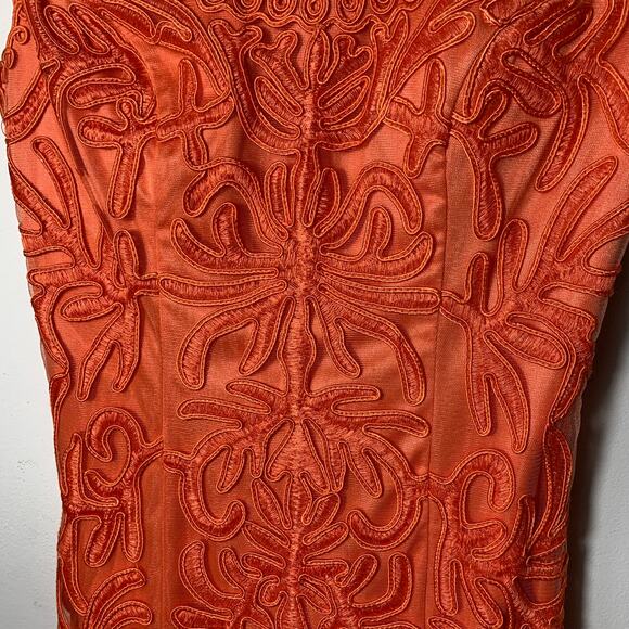 Womens Sue Wong Orange Embroidered Cocktail Dress, Size 4 EUC! - Picture 3 of 4